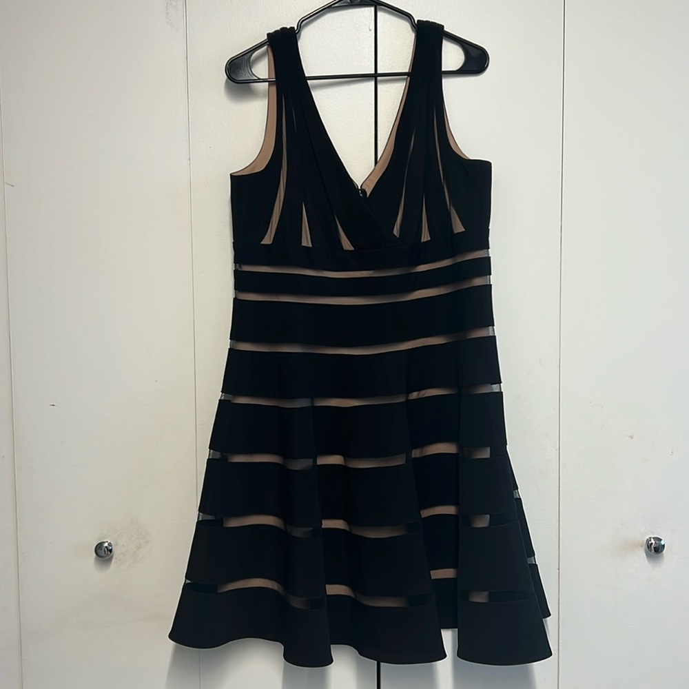 J S Collections Black illusion flutter dress